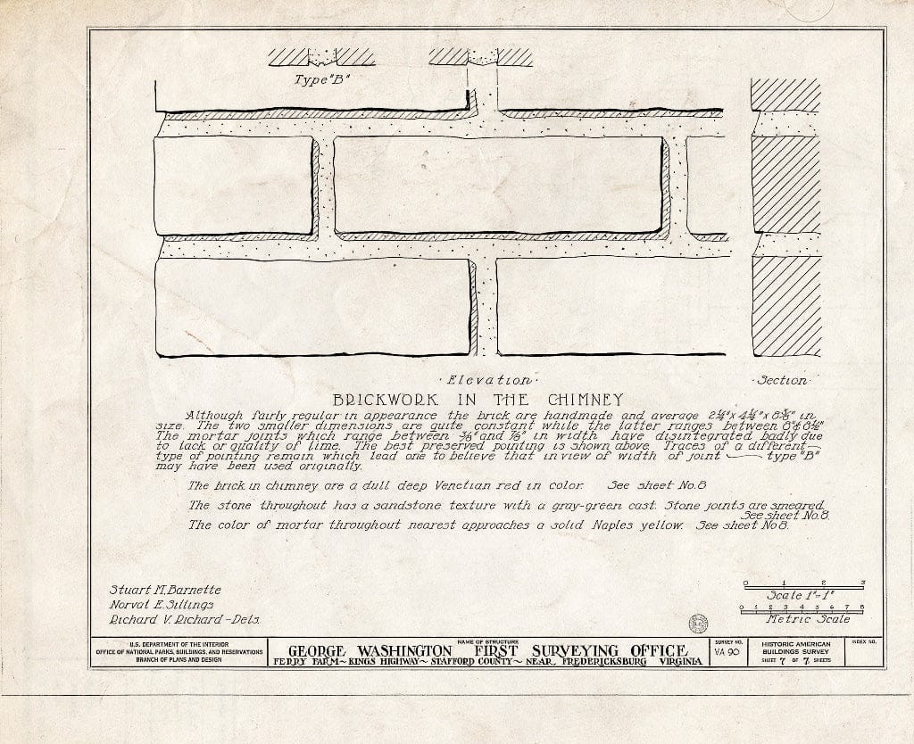 Blueprint HABS VA,90-FAL.V,1- (Sheet 7 of 7) - George Washington Surveying Office, 712 King's Highway, Falmouth, Stafford County, VA