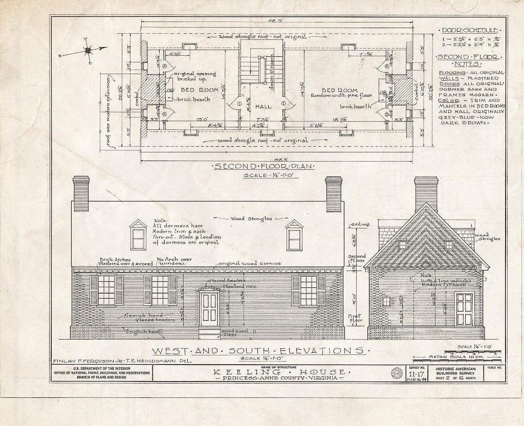 Blueprint HABS VA,77-LONBR.V,1- (Sheet 2 of 6) - Adam Keeling House, Keeling Road, London Bridge, Virginia Beach, VA
