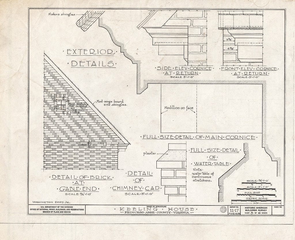 Blueprint HABS VA,77-LONBR.V,1- (Sheet 3 of 6) - Adam Keeling House, Keeling Road, London Bridge, Virginia Beach, VA