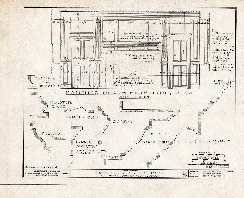 Blueprint HABS VA,77-LONBR.V,1- (Sheet 4 of 6) - Adam Keeling House, Keeling Road, London Bridge, Virginia Beach, VA