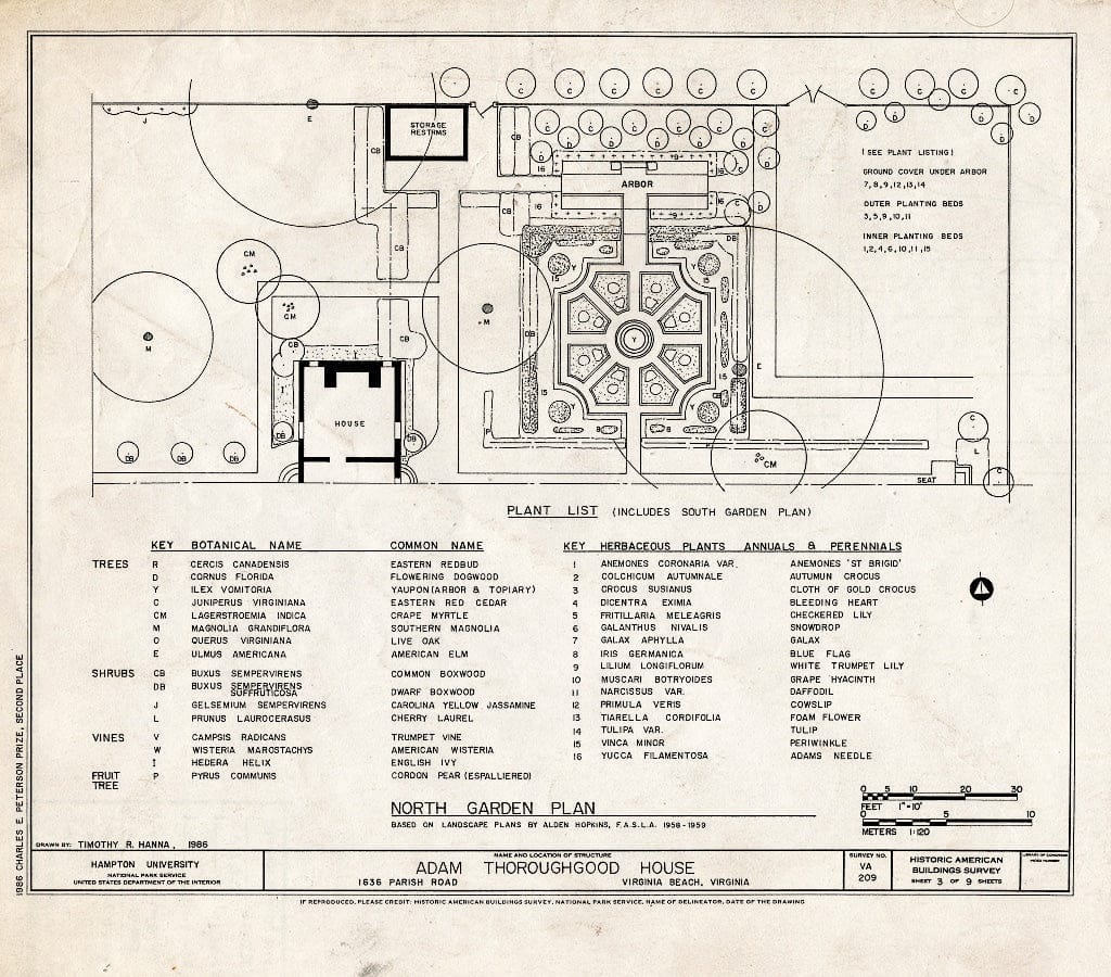 Blueprint HABS VA,77-LYNHA.V,1- (Sheet 3 of 9) - Adam Thoroughgood House, 1636 Parish Road (Thoroughgood Road), Virginia Beach, Virginia Beach, VA