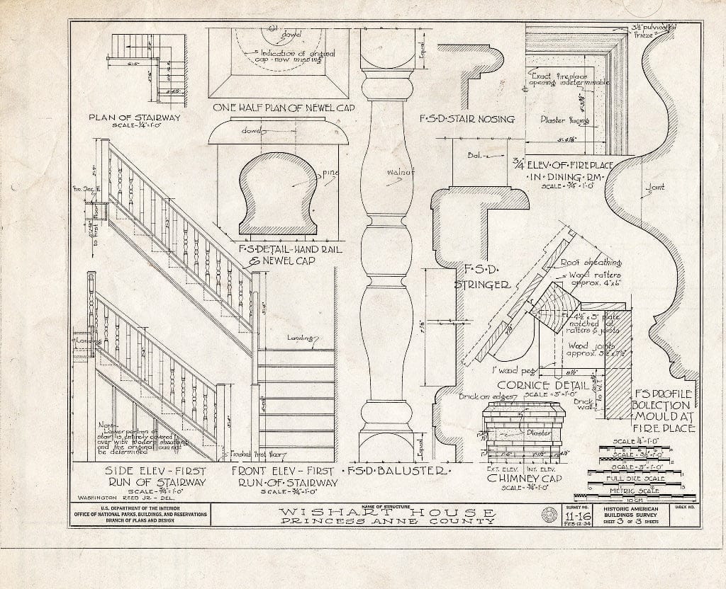 Blueprint HABS VA,77-LYNHA.V,2- (Sheet 3 of 3) - James Wishart House, State Route 649 Vicinity, Lynnhaven, Virginia Beach, VA