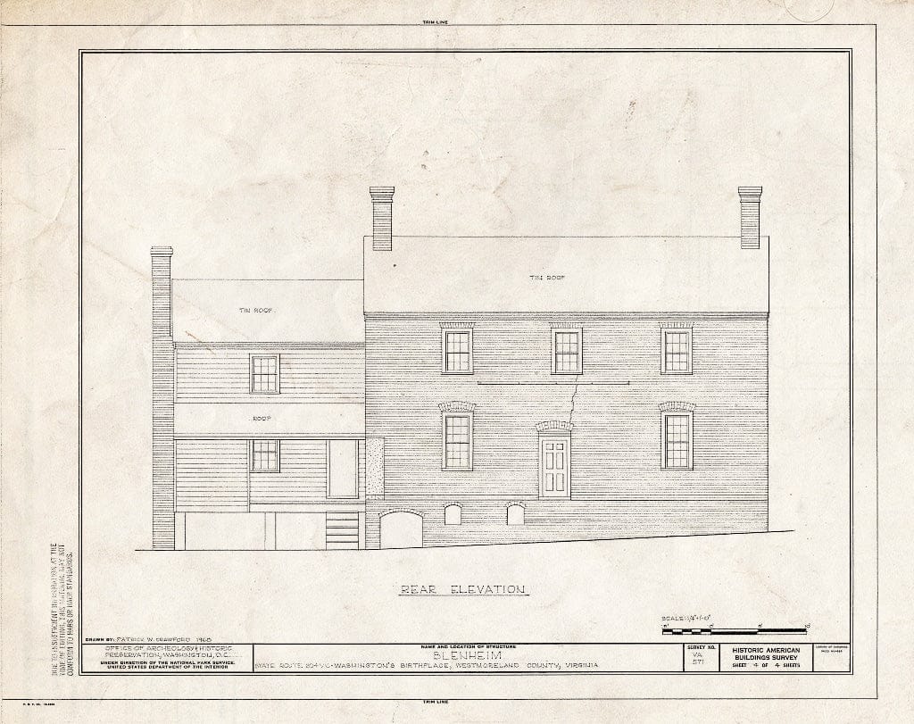 Blueprint HABS VA,97-OKGRO,1- (Sheet 4 of 4) - Blenheim, State Route 204 Vicinity, Oak Grove, Westmoreland County, VA