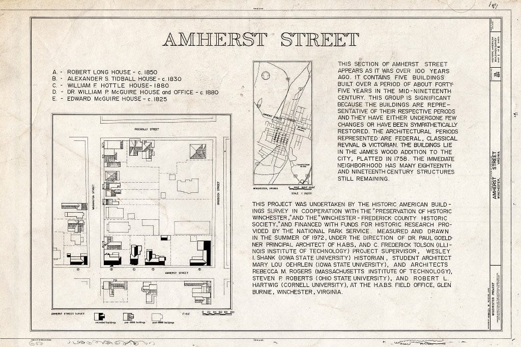 Blueprint HABS VA,35-Win,6- (Sheet 1 of 6) - Amherst Street, Winchester, Winchester, VA