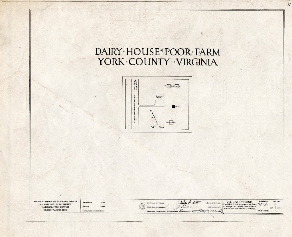 Blueprint HABS VA,100-GRAF.V,1- (Sheet 0 of 1) - Dairy House, York County Poor Farm (U.S. Route 17), Grafton, York County, VA
