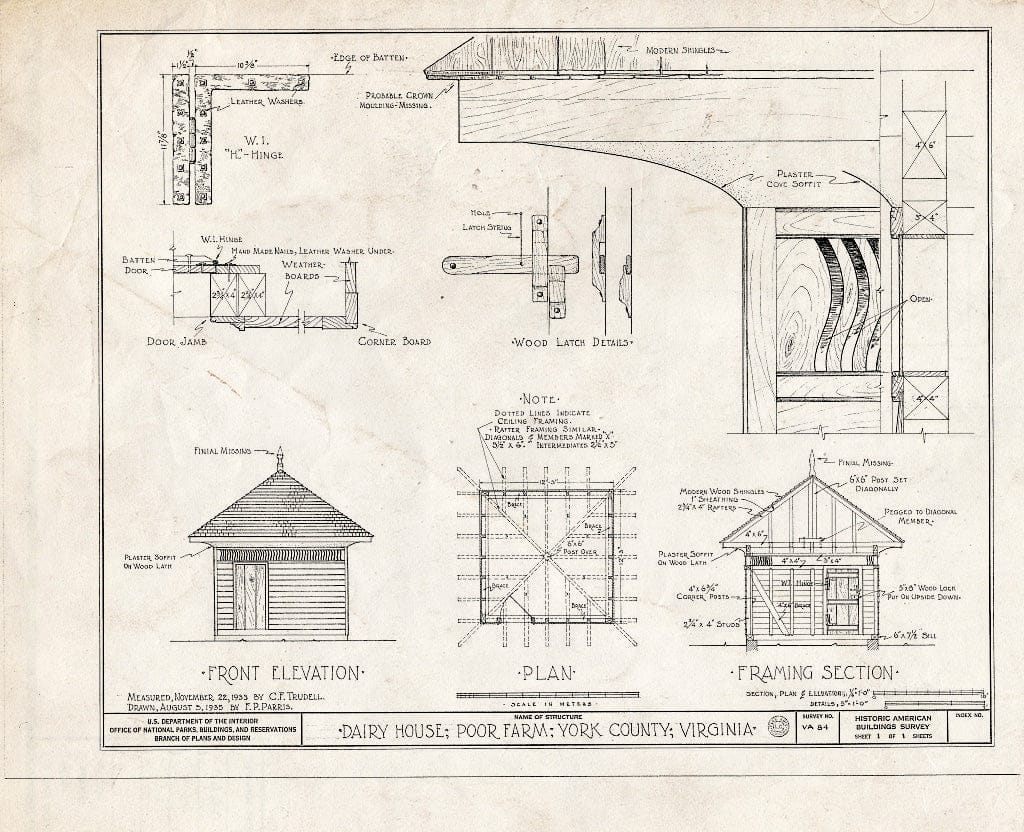 Blueprint HABS VA,100-GRAF.V,1- (Sheet 1 of 1) - Dairy House, York County Poor Farm (U.S. Route 17), Grafton, York County, VA