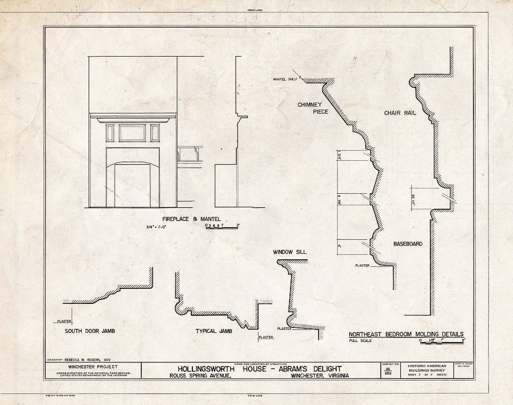 Blueprint HABS VA,35-Win,14- (Sheet 7 of 7) - Abram's Delight, Rouss Spring Avenue, Winchester, Winchester, VA