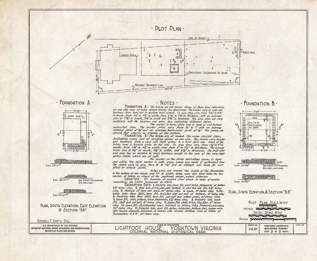 Blueprint HABS VA,100-YORK,8- (Sheet 3 of 3) - Lightfoot House, Church & Main Streets, Yorktown, York County, VA