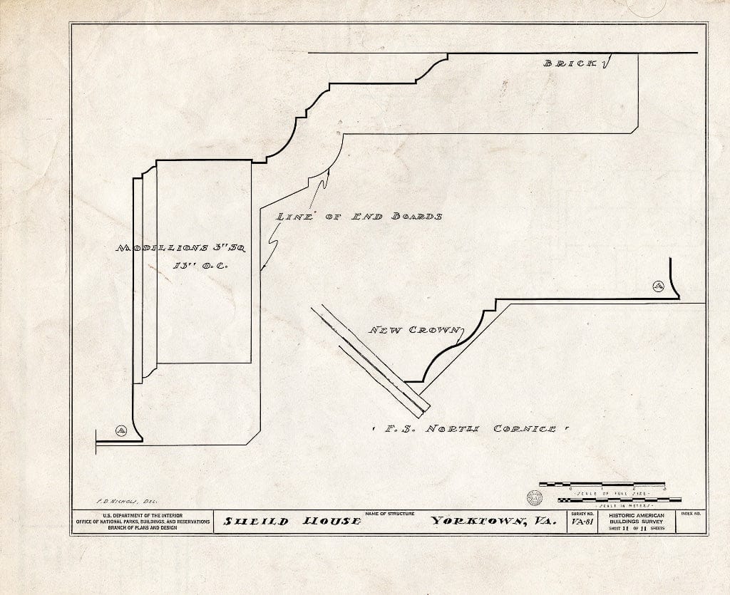 Blueprint HABS VA,100-YORK,7- (Sheet 11 of 11) - Sheild House, Pearl & Main Streets, Yorktown, York County, VA