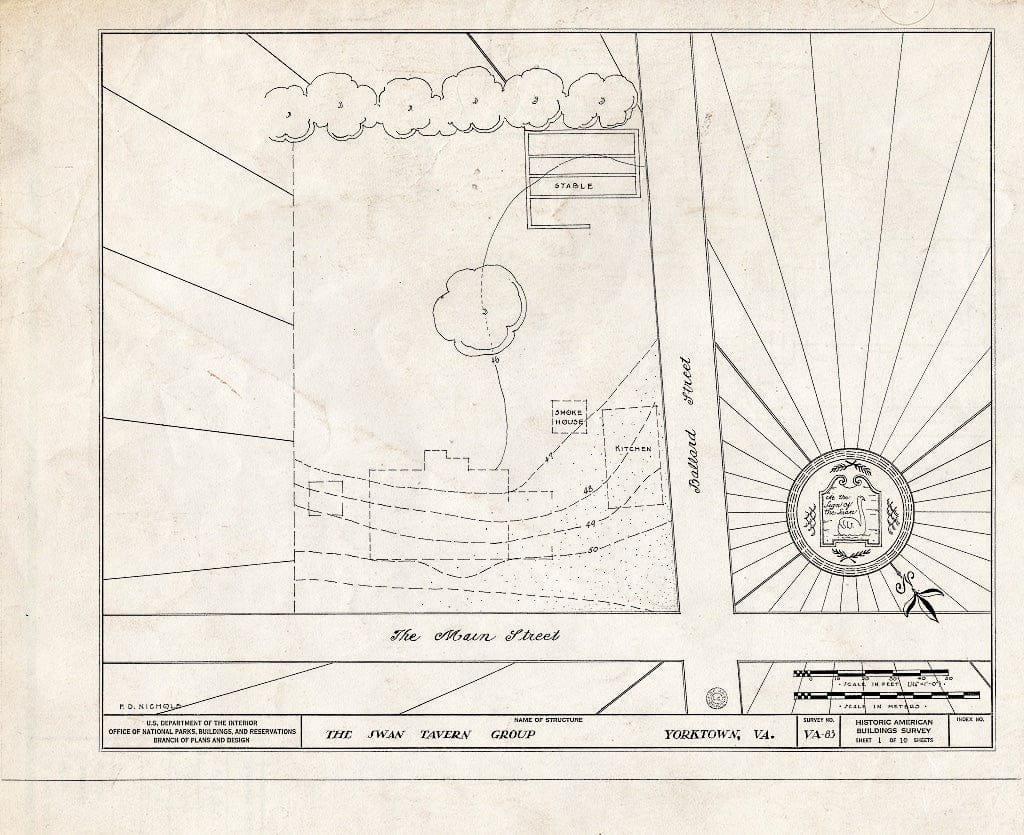 Blueprint HABS VA,100-YORK,10- (Sheet 1 of 10) - Swan Tavern, Main Street, Yorktown, York County, VA