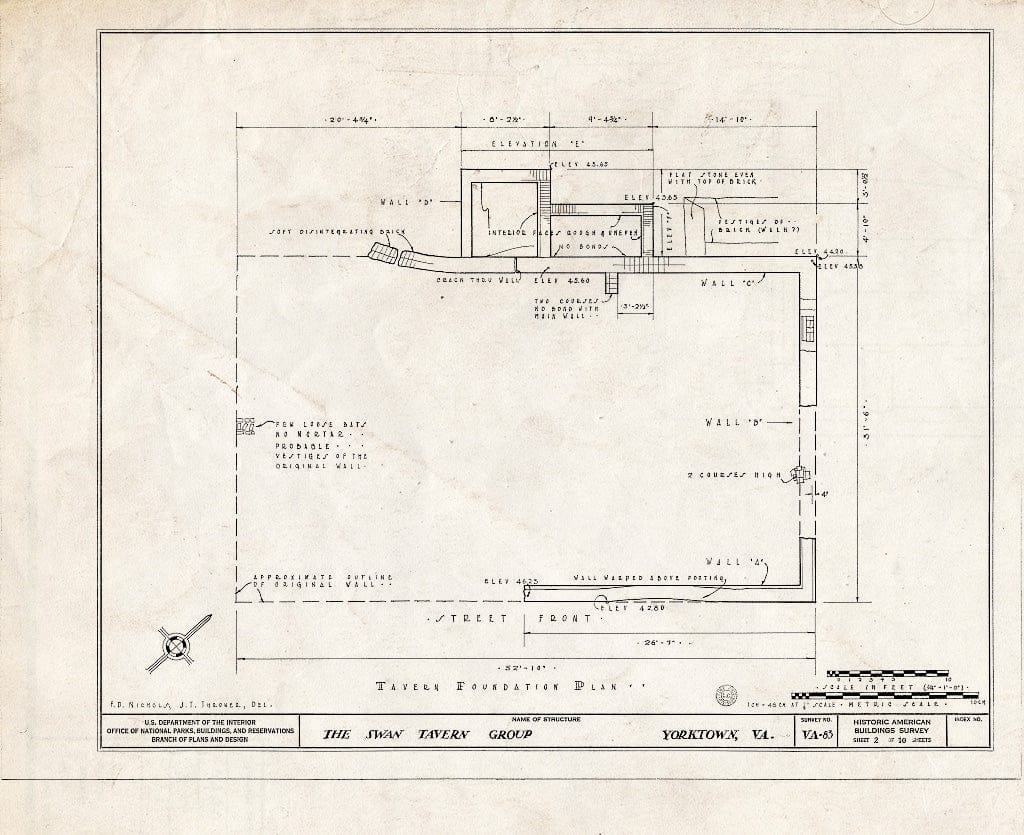 Blueprint HABS VA,100-YORK,10- (Sheet 2 of 10) - Swan Tavern, Main Street, Yorktown, York County, VA