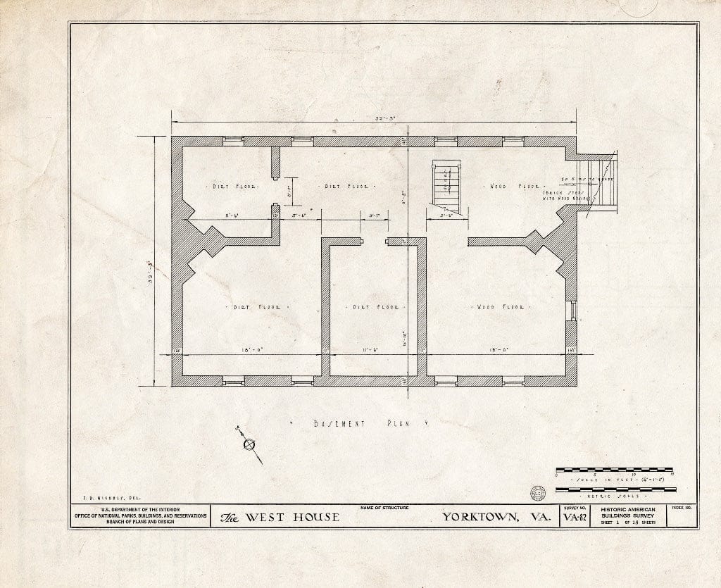 Blueprint HABS VA,100-YORK,9- (Sheet 1 of 18) - West House, Yorktown, York County, VA