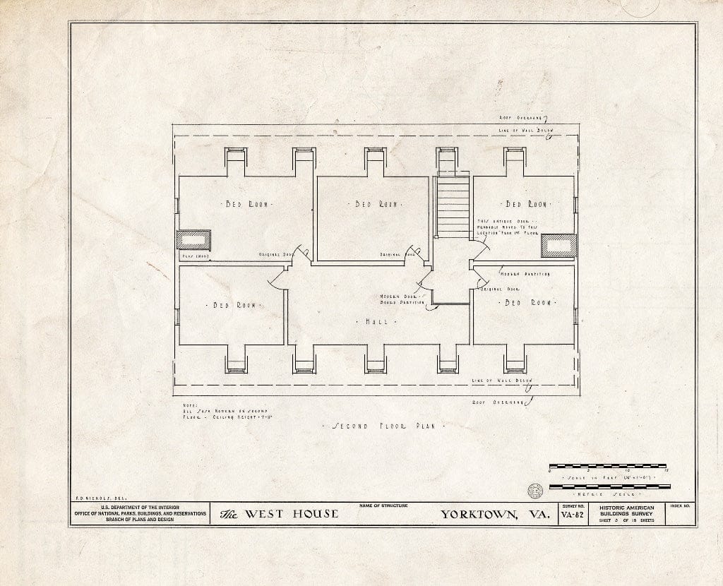 Blueprint HABS VA,100-YORK,9- (Sheet 3 of 18) - West House, Yorktown, York County, VA