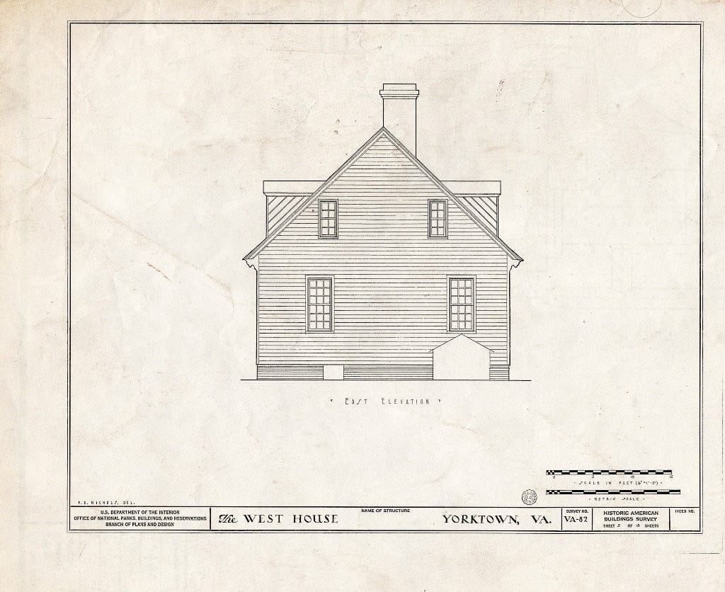 Blueprint HABS VA,100-YORK,9- (Sheet 5 of 18) - West House, Yorktown, York County, VA
