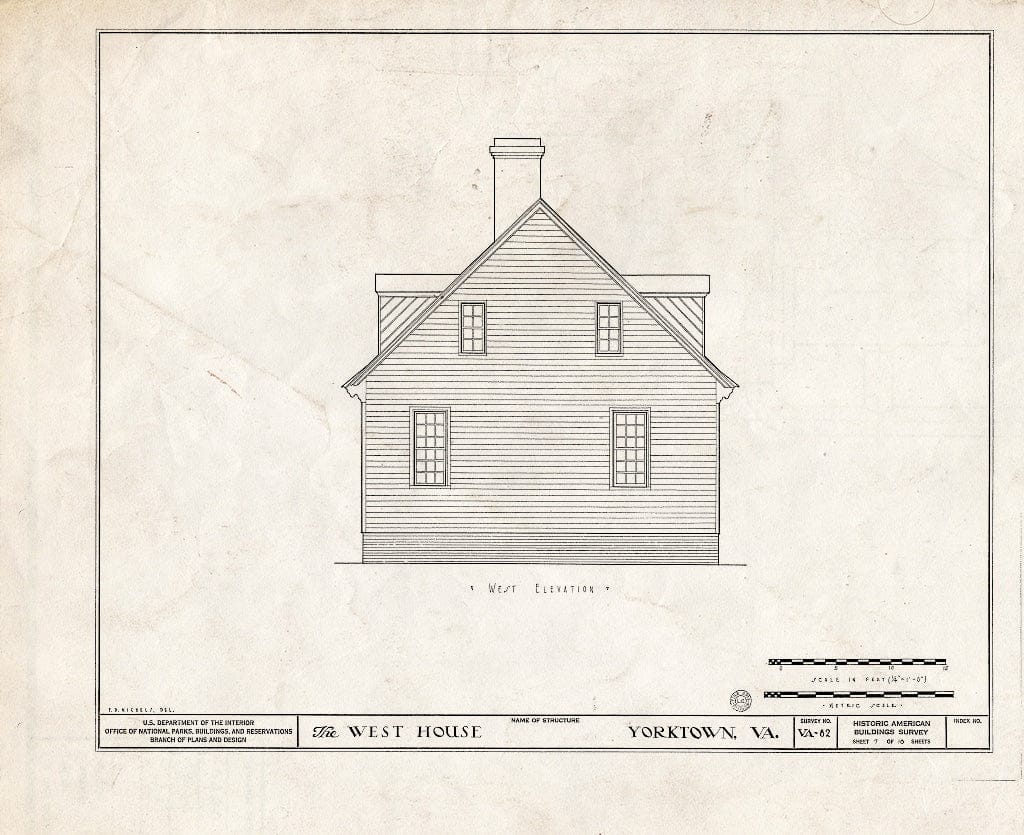 Blueprint HABS VA,100-YORK,9- (Sheet 7 of 18) - West House, Yorktown, York County, VA