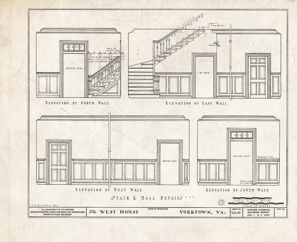 Blueprint HABS VA,100-YORK,9- (Sheet 9 of 18) - West House, Yorktown, York County, VA