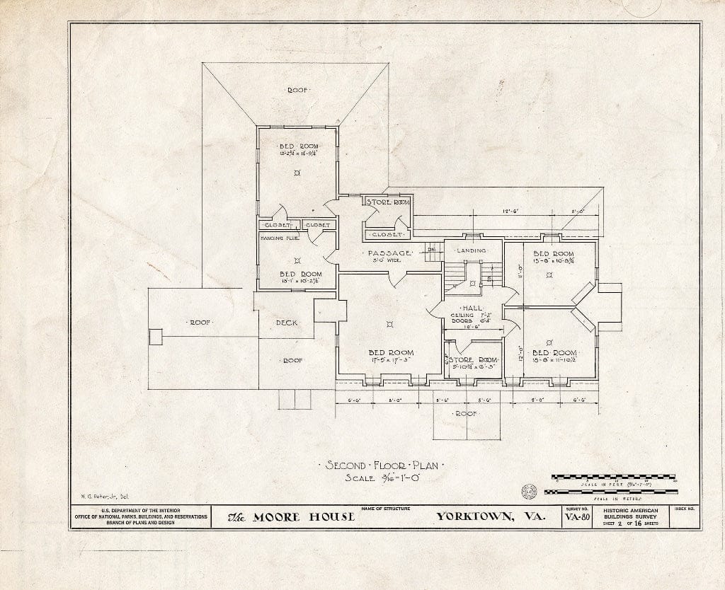 Blueprint HABS VA,100-YORK.V,1- (Sheet 2 of 16) - Moore House, State Route 676, Yorktown, York County, VA