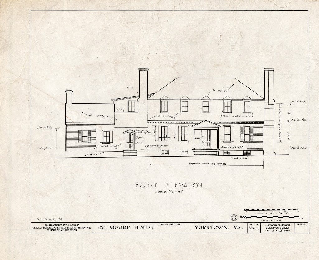 Blueprint HABS VA,100-YORK.V,1- (Sheet 3 of 16) - Moore House, State Route 676, Yorktown, York County, VA