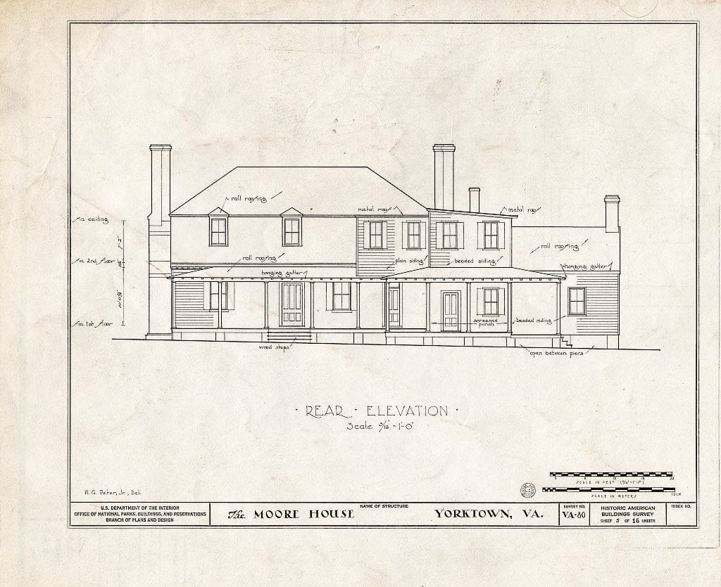 Blueprint HABS VA,100-YORK.V,1- (Sheet 5 of 16) - Moore House, State Route 676, Yorktown, York County, VA