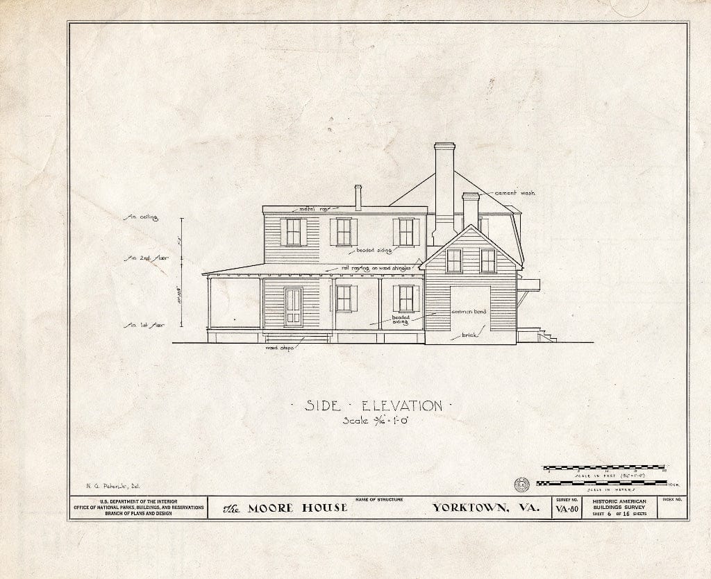 Blueprint HABS VA,100-YORK.V,1- (Sheet 6 of 16) - Moore House, State Route 676, Yorktown, York County, VA
