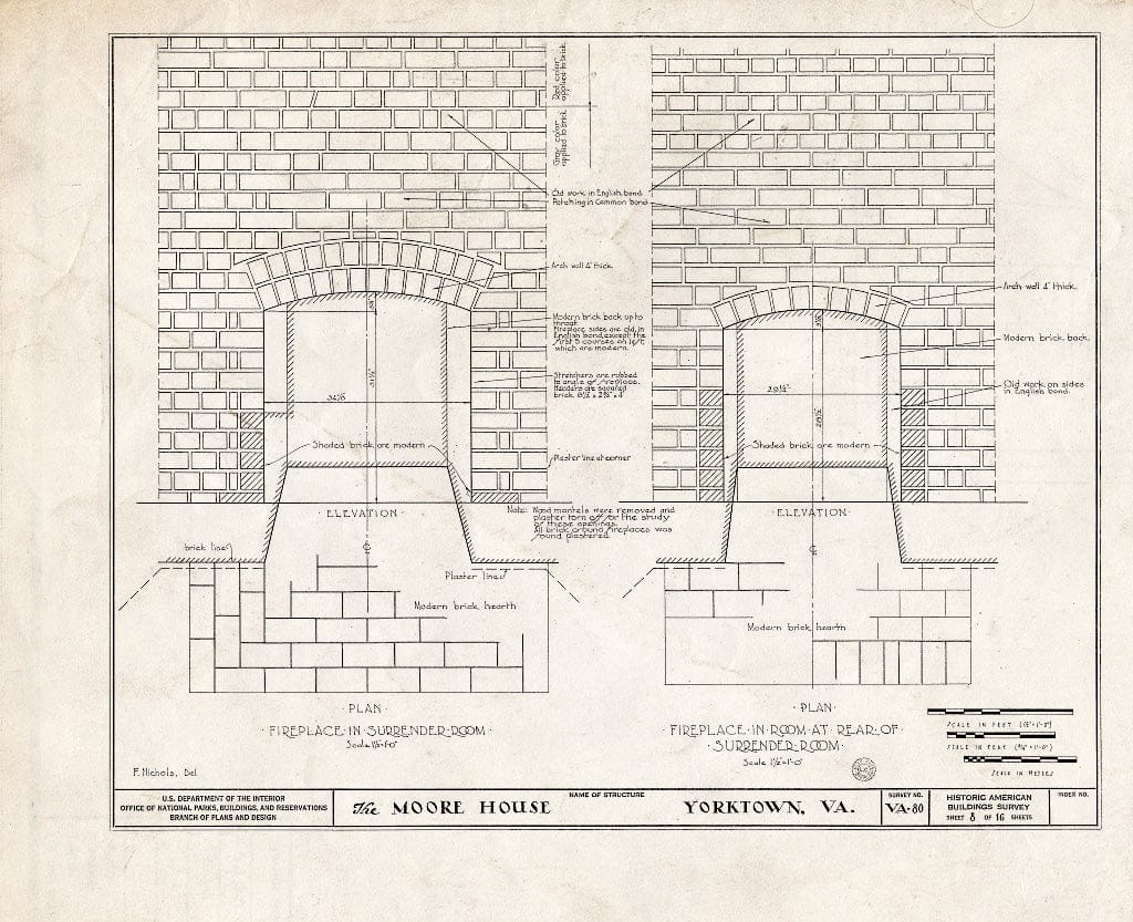 Blueprint HABS VA,100-YORK.V,1- (Sheet 8 of 16) - Moore House, State Route 676, Yorktown, York County, VA