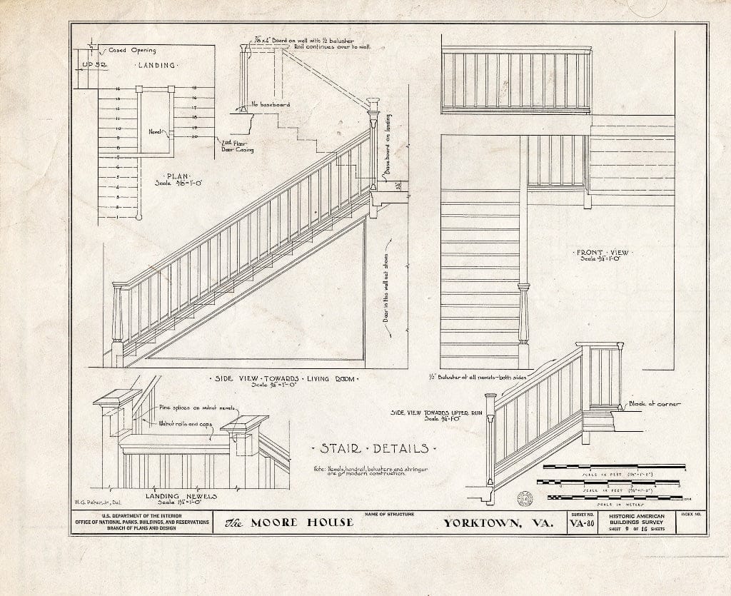 Blueprint HABS VA,100-YORK.V,1- (Sheet 9 of 16) - Moore House, State Route 676, Yorktown, York County, VA