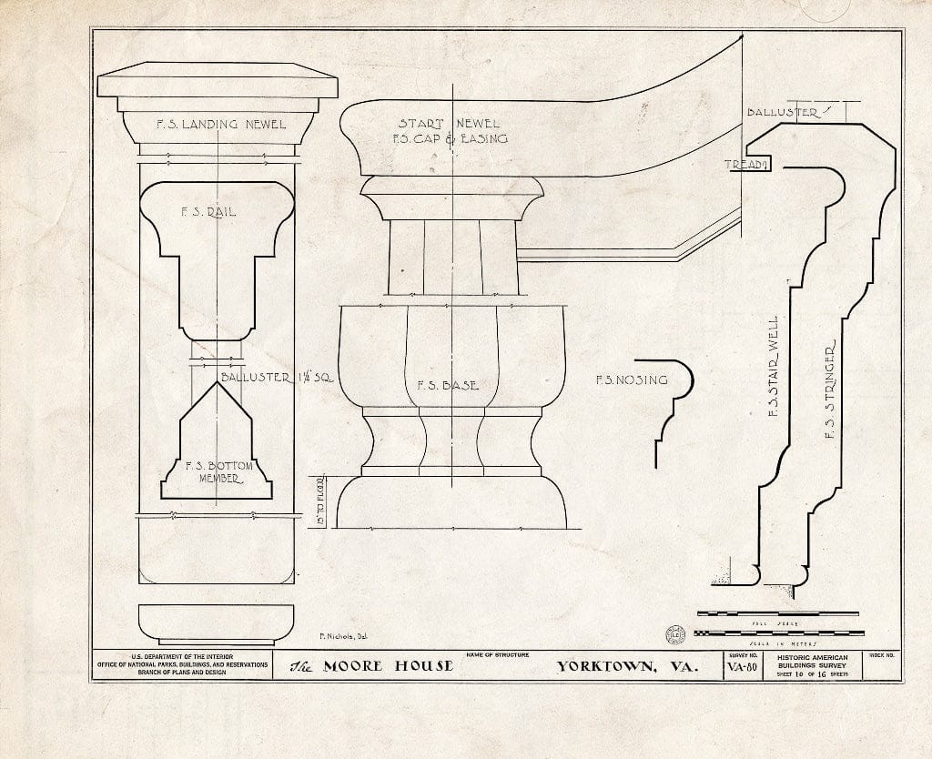 Blueprint HABS VA,100-YORK.V,1- (Sheet 10 of 16) - Moore House, State Route 676, Yorktown, York County, VA