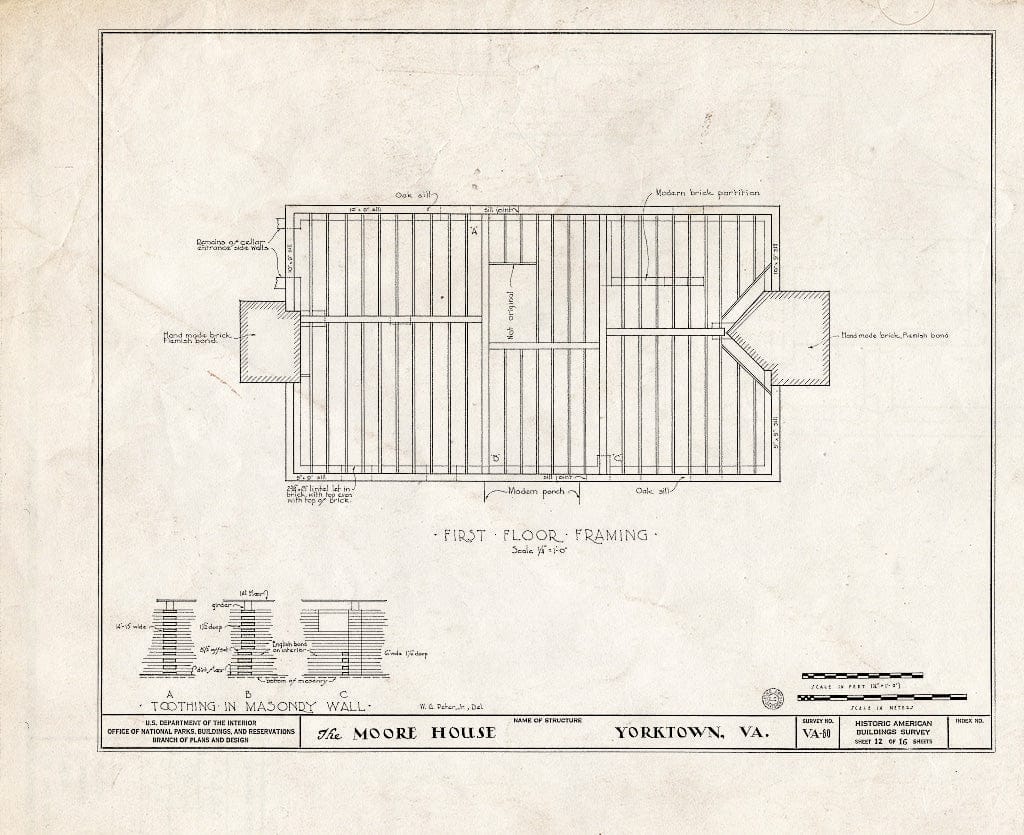 Blueprint HABS VA,100-YORK.V,1- (Sheet 12 of 16) - Moore House, State Route 676, Yorktown, York County, VA