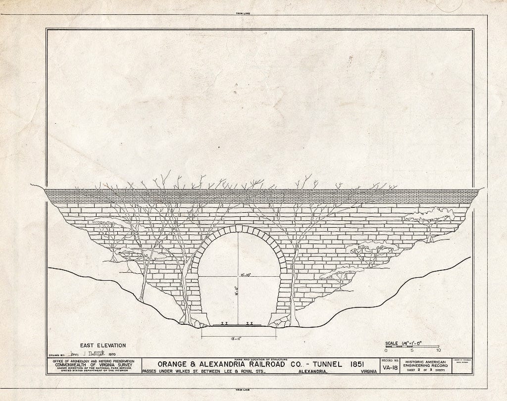 Blueprint HAER VA,7-Alex,172- (Sheet 2 of 3) - Orange & Alexandria Railroad, Wilkes Street Tunnel, Wilkes Street Vicinity, Alexandria, Independent City, VA