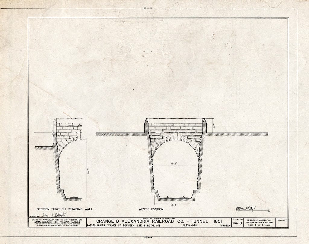 Blueprint HAER VA,7-Alex,172- (Sheet 3 of 3) - Orange & Alexandria Railroad, Wilkes Street Tunnel, Wilkes Street Vicinity, Alexandria, Independent City, VA