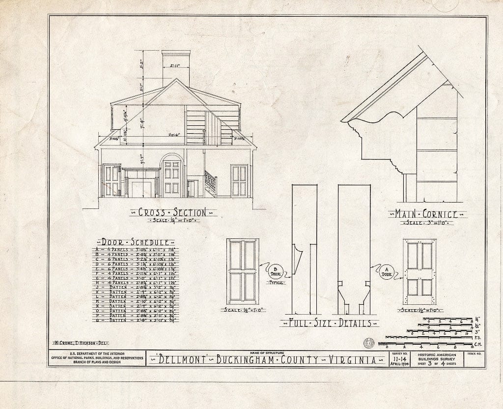 Blueprint HABS VA,15-DIL.V,1- (Sheet 3 of 4) - Bellmont, State Route 667 Vicinity, Dillwyn, Buckingham County, VA