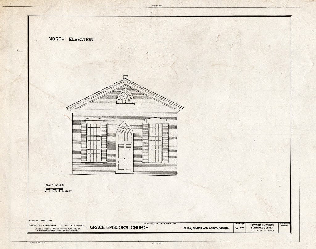 Blueprint HABS VA,25-CAIR,1- (Sheet 4 of 6) - Grace Episcopal Church, State Route 632, Cumberland, Cumberland County, VA