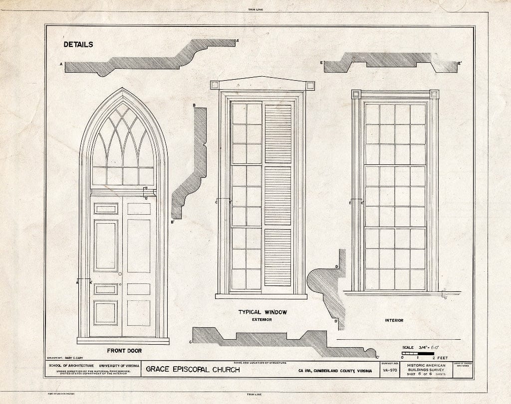 Blueprint HABS VA,25-CAIR,1- (Sheet 6 of 6) - Grace Episcopal Church, State Route 632, Cumberland, Cumberland County, VA