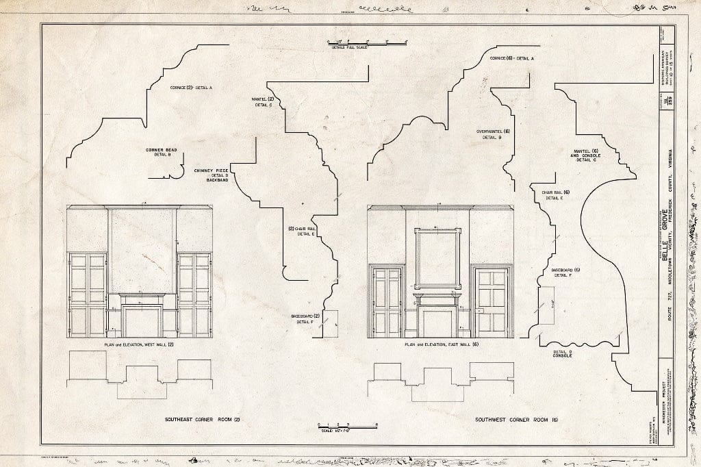 Blueprint HABS VA,35-MIDTO.V,2- (Sheet 10 of 15) - Belle Grove, State Route 727, Middletown, Frederick County, VA