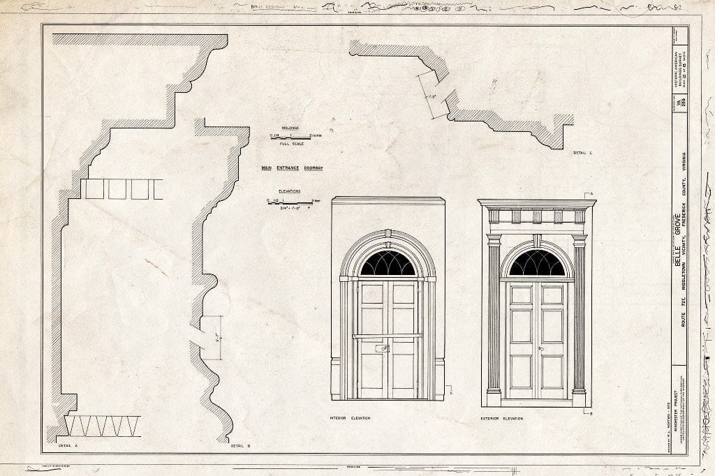 Blueprint HABS VA,35-MIDTO.V,2- (Sheet 12 of 15) - Belle Grove, State Route 727, Middletown, Frederick County, VA