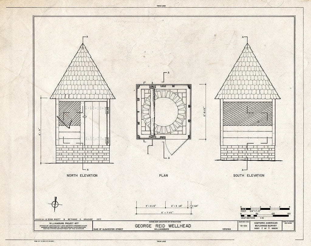 Blueprint HABS VA,48-WIL,61- (Sheet 2 of 3) - George Reid Wellhead, 209 East Duke of Gloucester Street, Williamsburg, Williamsburg, VA
