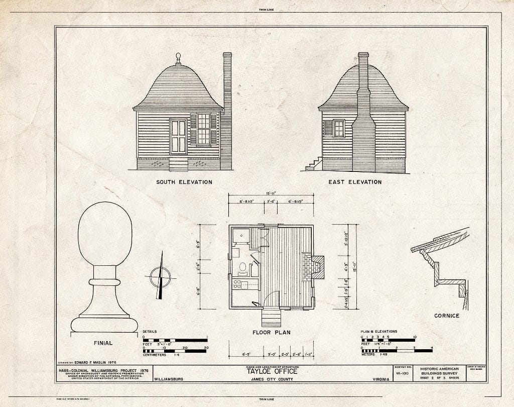 Blueprint HABS VA,48-WIL,60- (Sheet 2 of 3) - Tayloe Office, 112 East Nicholson Street, Williamsburg, Williamsburg, VA