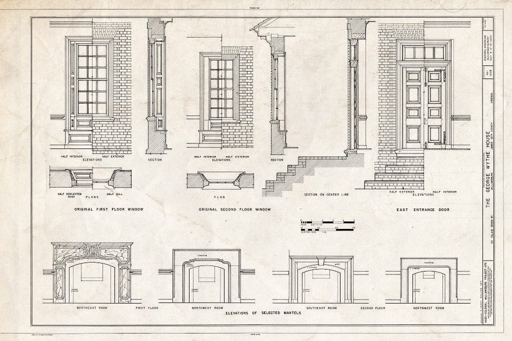 Blueprint HABS VA,48-WIL,16- (Sheet 8 of 10) - George Wythe House, 101 Palace Green Street, Williamsburg, Williamsburg, VA