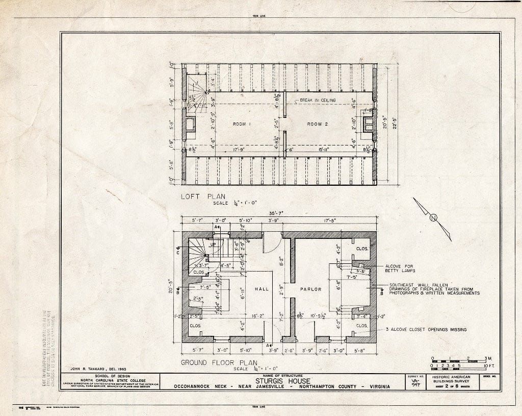 Blueprint HABS VA,66-JAM.V,2- (Sheet 2 of 8) - Sturgis House, Occohannock Creek, Jamesville, Northampton County, VA