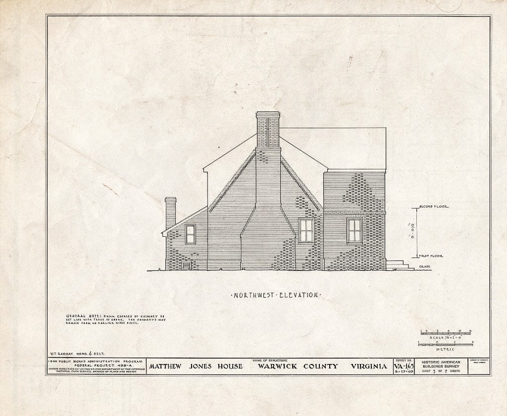 Blueprint HABS VA,95-LEHA,1- (Sheet 5 of 7) - Matthew Jones House, Newport News, Newport News, VA