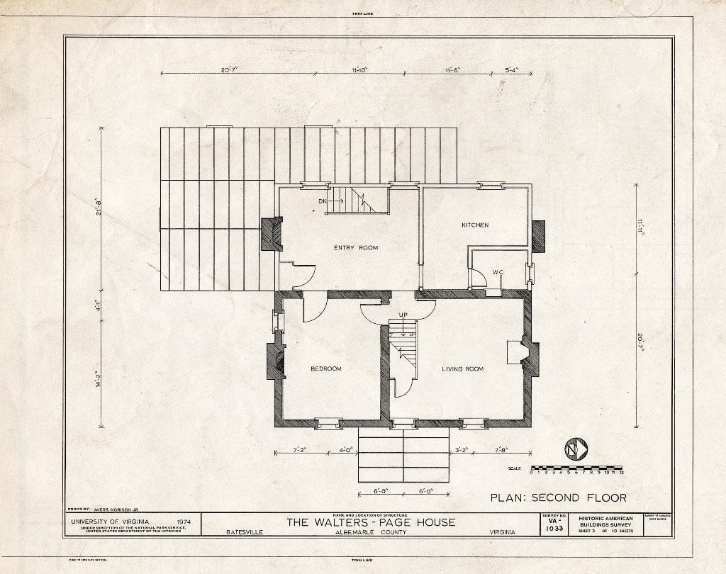 Blueprint HABS VA,2-BATE,2- (Sheet 3 of 10) - Walters-Page House, State Route 692, Opposite State Route 635, Batesville, Albemarle County, VA