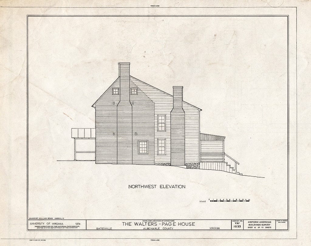 Blueprint HABS VA,2-BATE,2- (Sheet 6 of 10) - Walters-Page House, State Route 692, Opposite State Route 635, Batesville, Albemarle County, VA