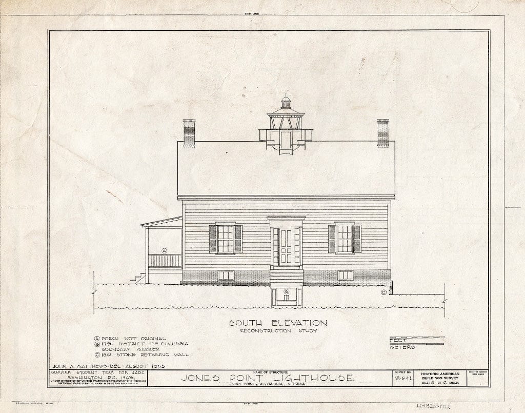 Blueprint HABS VA,7-Alex.V,2- (Sheet 5 of 6) - Jones Point Lighthouse, Jones Point, Potomac River, Alexandria, Independent City, VA