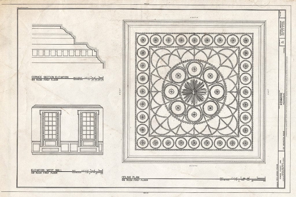 Blueprint HABS VA,89-FRED,1- (Sheet 14 of 19) - Kenmore, 1201 Washington Avenue, Fredericksburg, Fredericksburg, VA