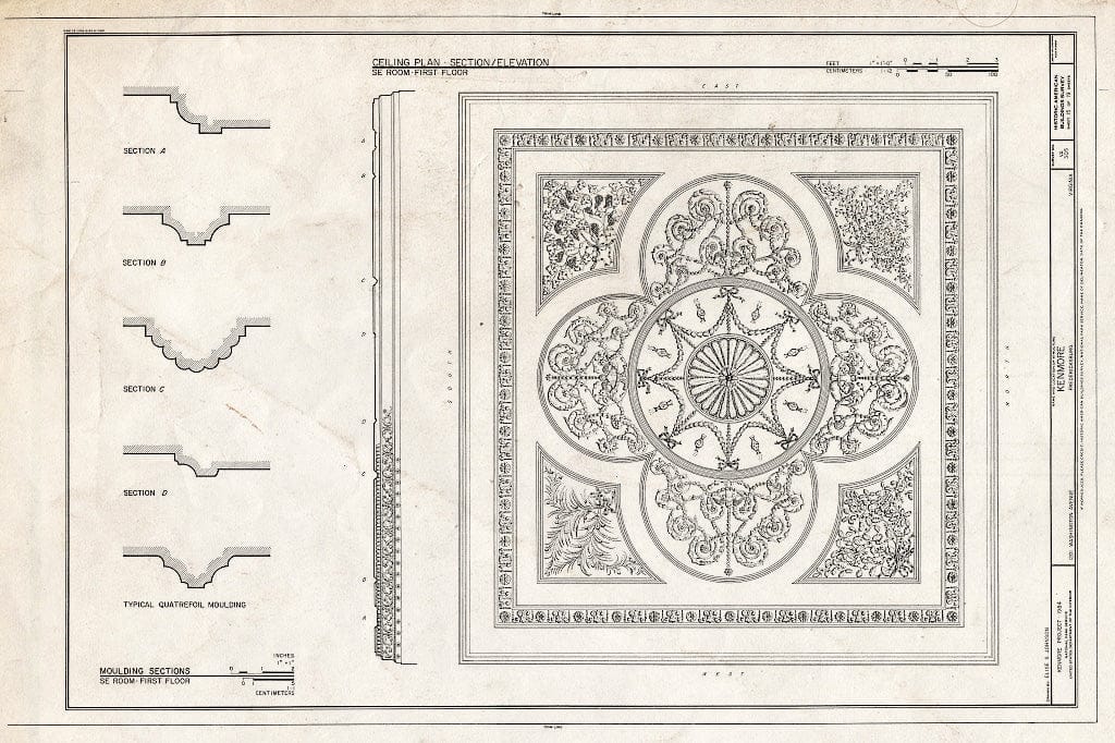 Blueprint HABS VA,89-FRED,1- (Sheet 15 of 19) - Kenmore, 1201 Washington Avenue, Fredericksburg, Fredericksburg, VA