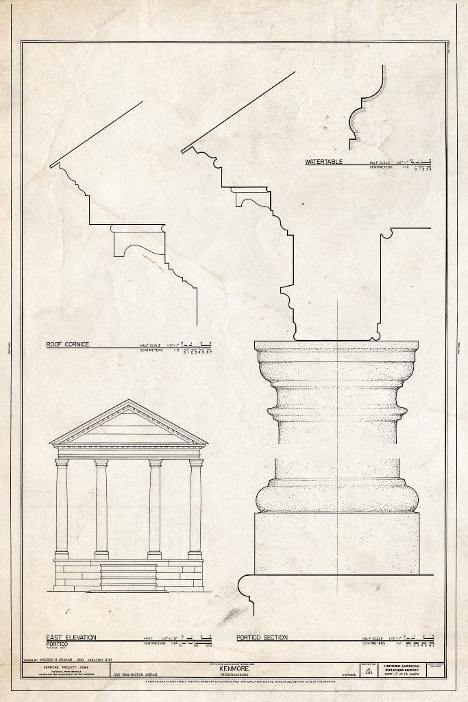Blueprint HABS VA,89-FRED,1- (Sheet 17 of 19) - Kenmore, 1201 Washington Avenue, Fredericksburg, Fredericksburg, VA