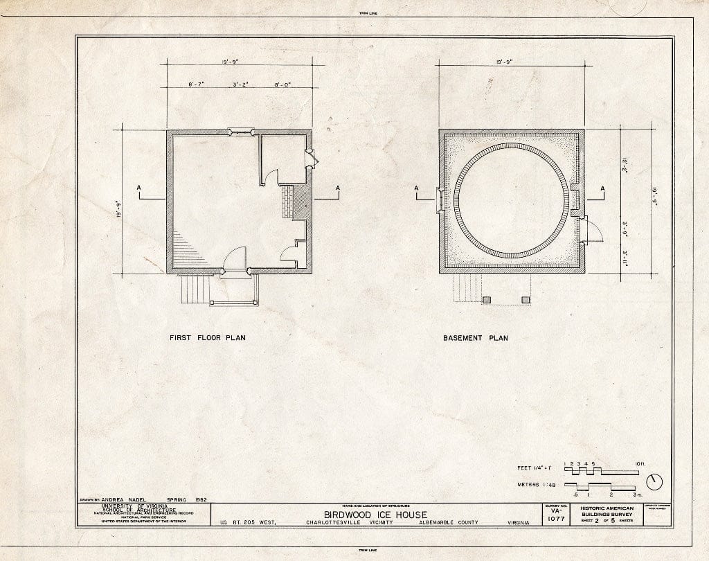 Blueprint HABS VA,2-Char.V,7A- (Sheet 2 of 5) - Birdwood Ice House, U.S. Route 250 West, Charlottesville, Charlottesville, VA
