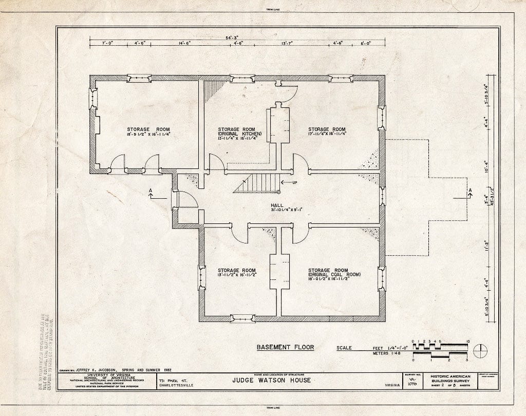Blueprint HABS VA,2-Char,9- (Sheet 2 of 8) - Judge Watson House, 713 Park Street, Charlottesville, Charlottesville, VA