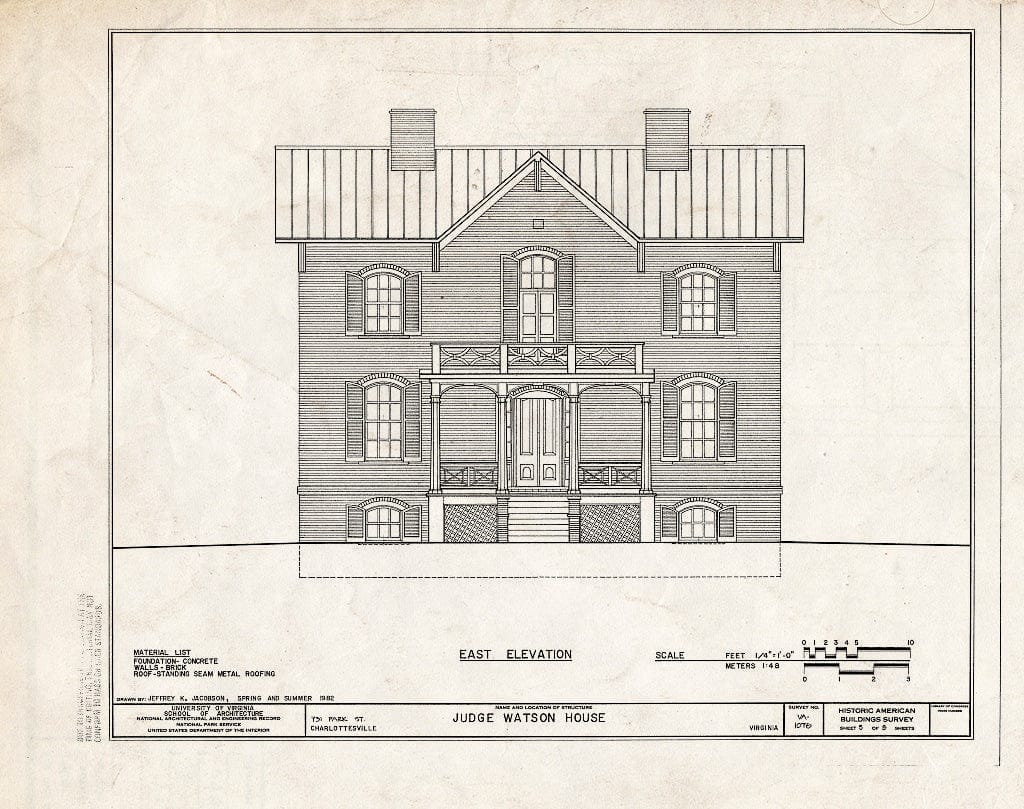 Blueprint HABS VA,2-Char,9- (Sheet 5 of 8) - Judge Watson House, 713 Park Street, Charlottesville, Charlottesville, VA