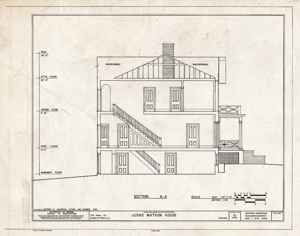 Blueprint HABS VA,2-Char,9- (Sheet 7 of 8) - Judge Watson House, 713 Park Street, Charlottesville, Charlottesville, VA